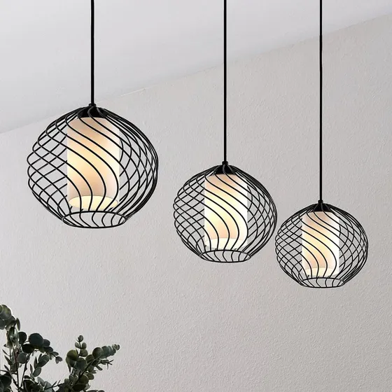 Lindby Lámpara Colgante Cedrice Black/White - Estilo Vintage