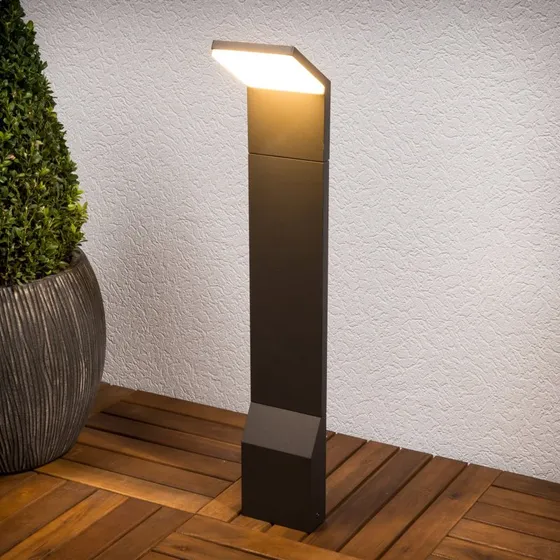 Lucande Lámpara de Jardín Nevio Graphite - Bolardo LED Moderno