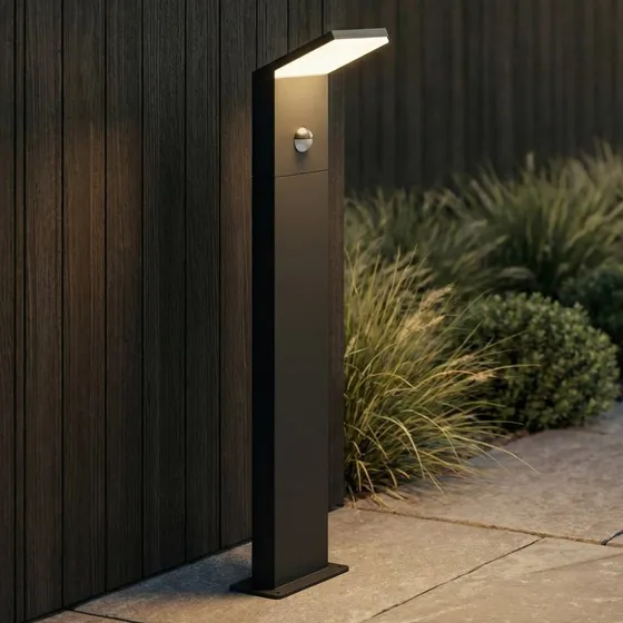 Bolardo luminoso LED Lucande Nevio con sensor, 60 cm, Antracita
