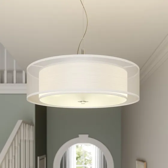Lindby Pikka Lámpara Colgante LED Ø50 Blanca Textil