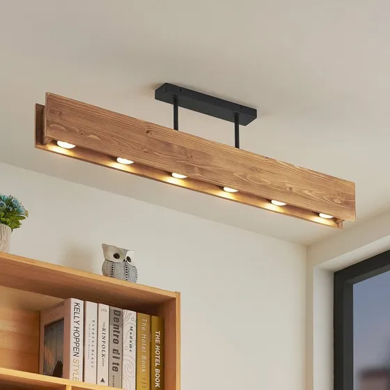Lindby Malwin Lámpara de Techo de Madera con 6 Luces GU10