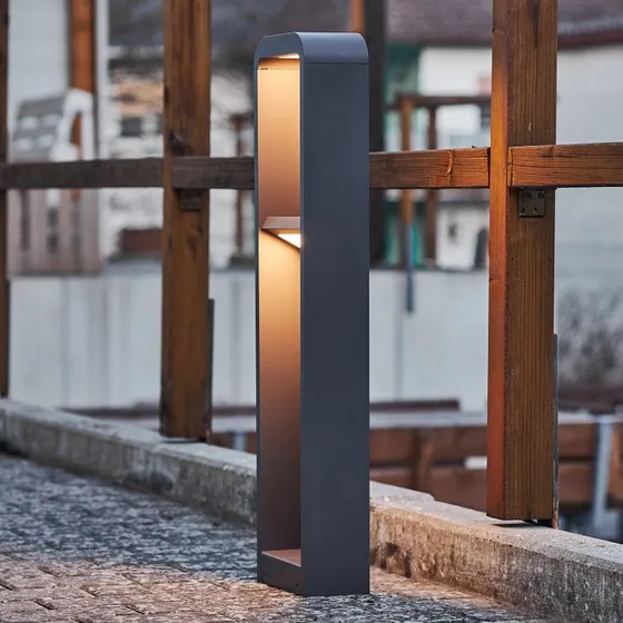 Lindby Bolardo Luminoso LED Darko, 80 cm, Gris, Aluminio, IP54