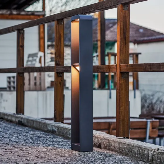 Lindby Bolardo Luminoso LED Darko, 100 cm, Gris, Aluminio, IP54