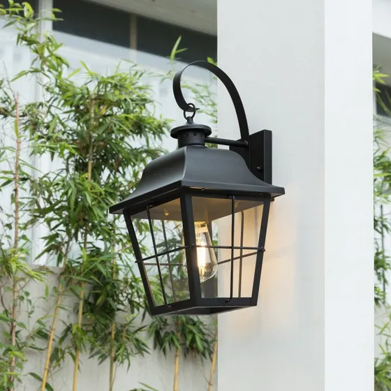 Aplique de exterior Lindby Mertollio, 47 cm, Negro y Cristal