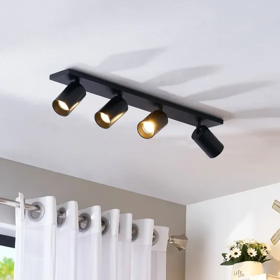 Arcchio Plafón Brinja 4 Black - Lámpara de Techo Moderna de Aluminio