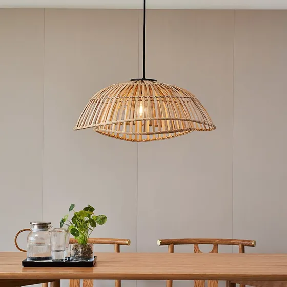 Lindby Lámpara Colgante Ilajus Ø62 de Bambú - Estilo Boho