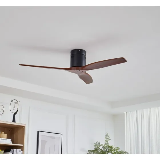Ventilador de Techo Lucande Vindur - Madera Nogal y Negro