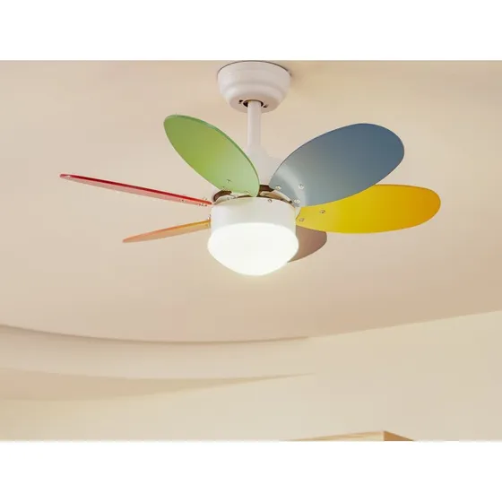 Lindby Ventilador de Techo Litur con Luz, Ø 77 cm, E27, Multicolor