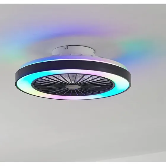 Lindby Ventilador de Techo LED Teleo RGB CCT Negro Ø48 cm