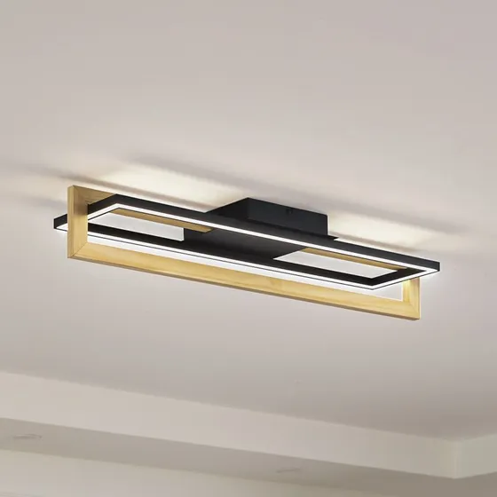 Lindby Holamu L86 Lámpara de Techo LED Negro y Madera