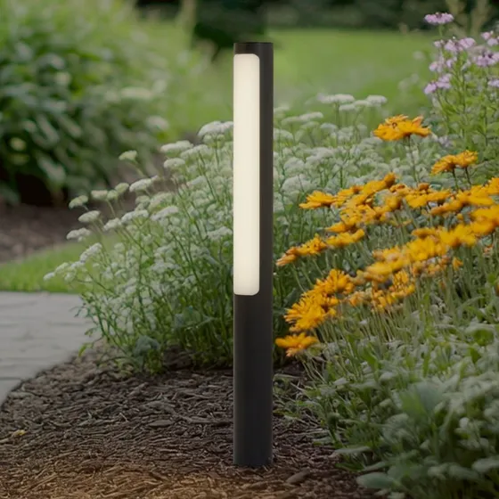 Lucande Tuberia Lámpara de Jardín LED Bolardo Gris Oscuro 80 cm