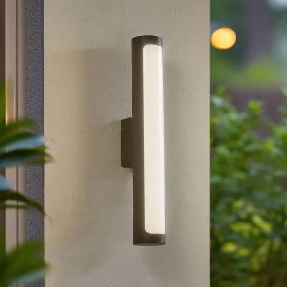 Lucande Aplique LED Exterior Tuberia Antracita Ø 7 cm