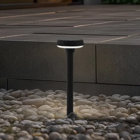 Lindby Brinca Lámpara Solar LED con Sensor de Movimiento, Negra