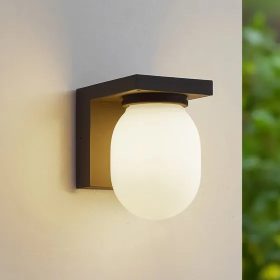 Lucande Ovaali Aplique de Exterior Gris Oscuro IP65 con Cristal