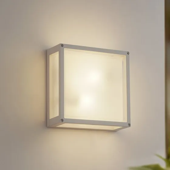 Lucande Aplique Exterior Aurelien Blanco con Sensor, 25x25 cm