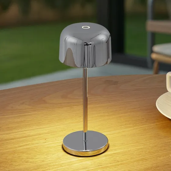 Lucande Quill Lámpara de Mesa LED Recargable Cromada CCT