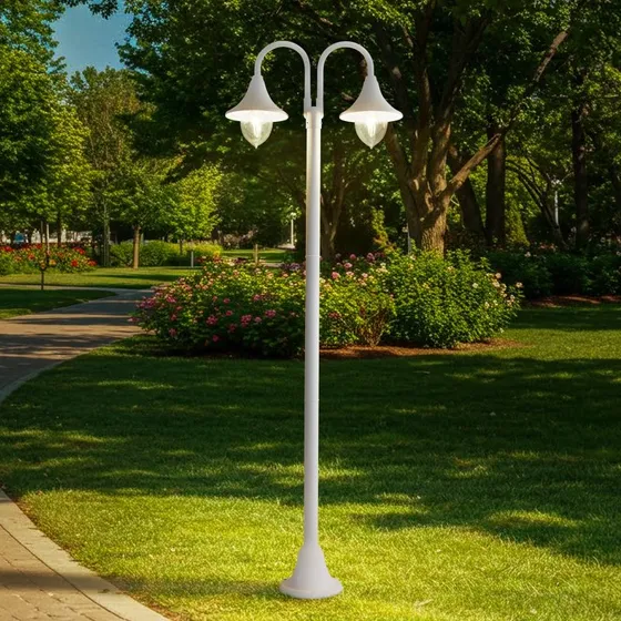 Lindby Madea Lámpara de Exterior Blanca - Farola de Aluminio