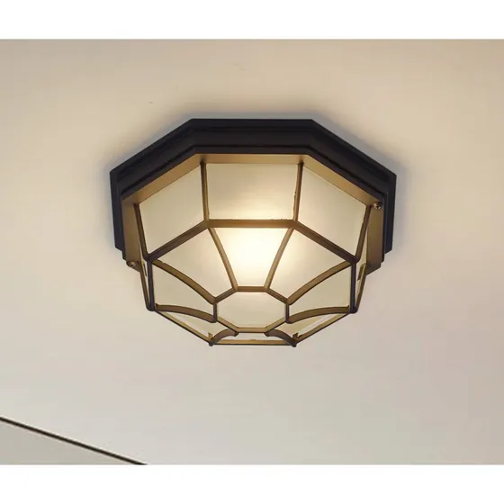 Lindby Plafón para exterior Idril, Ø 26,5 cm, Antracita