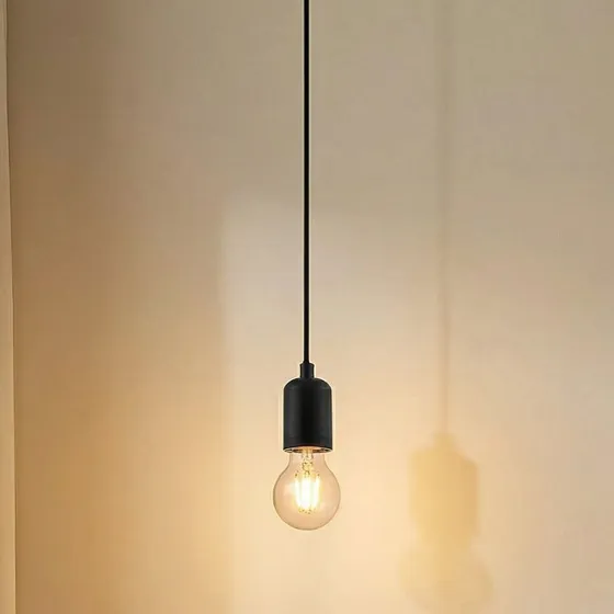 Lámpara colgante Lindby Hattie, E27, Negro, Aluminio