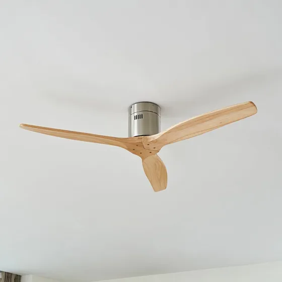 Ventilador de techo Lucande Vindur Ø 132 cm Níquel y Madera DC