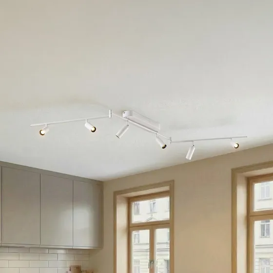Lindby Plafón LED Eldrin de 6 luces, blanco, orientable