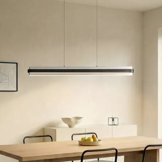 Lámpara colgante LED Lucande Tarnin, negro/níquel, 98 cm