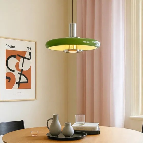 Lindby Lámpara colgante Branford, estilo retro, verde, Ø 35 cm