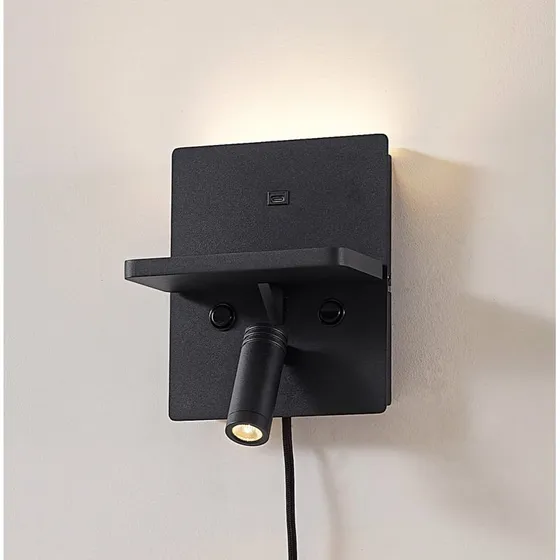 Aplique de pared LED Lindby Auden negro con estación de carga