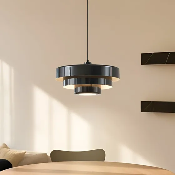 Lindby Lámpara Colgante Tivra Negro Brillante Ø 35 cm