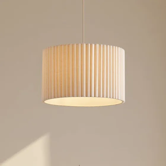 Lámpara colgante Libbie Lindby, lino color crema, Ø 45 cm