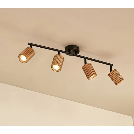 Lindby Downlight Stralino de 4 luces, 60 cm, Madera y Hierro