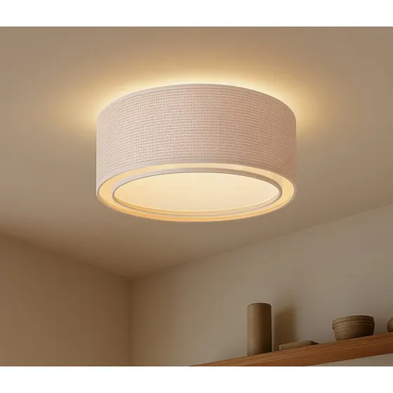 Lindby Plafón Soula Beige Ø 60 cm - Lámpara de Techo Rústica E27