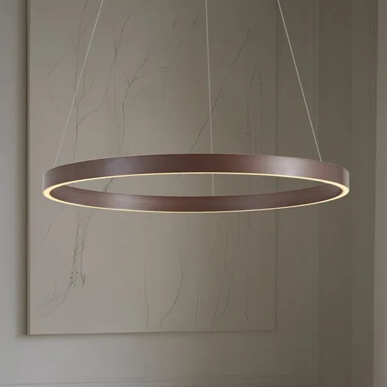 Lámpara colgante LED Lucande Yonam, Ø 80 cm, CCT, Marrón