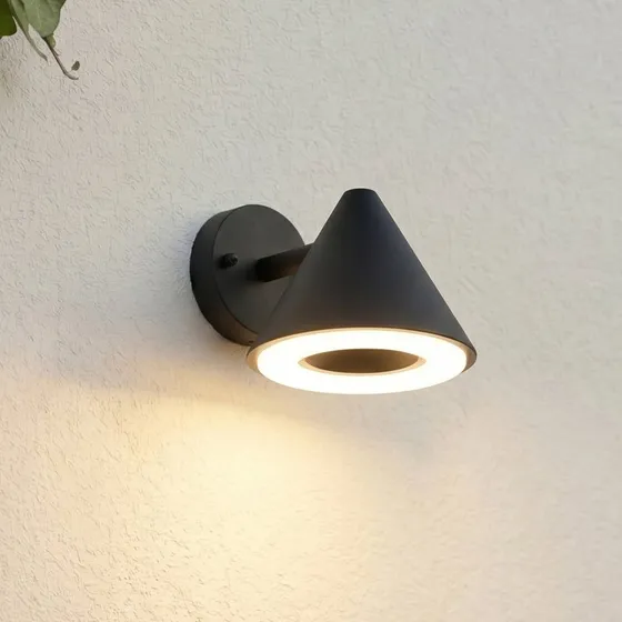 Lindby Aplique LED Exterior Soran Negro IP44 12 cm