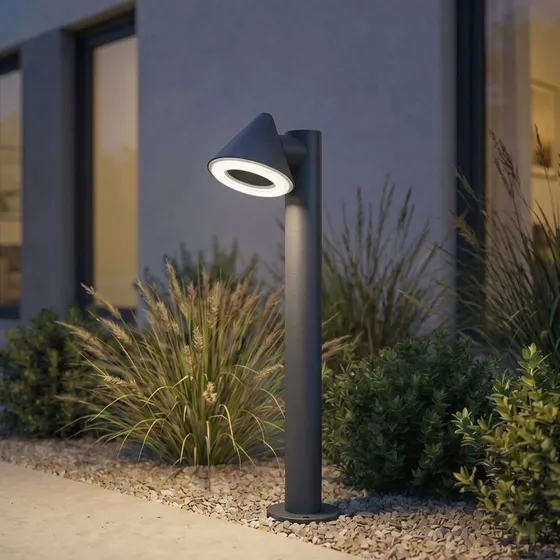 Lindby Soran Bolardo Luminoso LED Negro 60 cm IP44