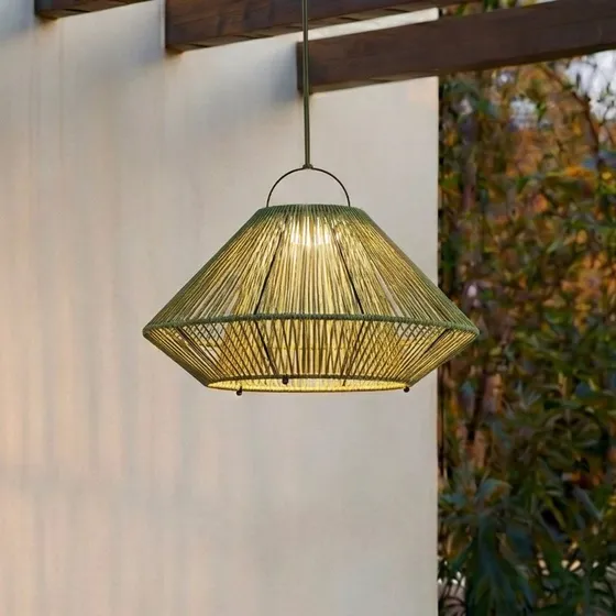 Lindby Lámpara Colgante Solar LED Austas Verde Ø 50 cm IP54