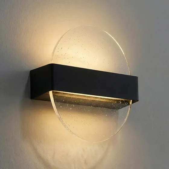 Lucande Narkelo Aplique de Pared LED Negro y Cristal con Efecto Estrellas