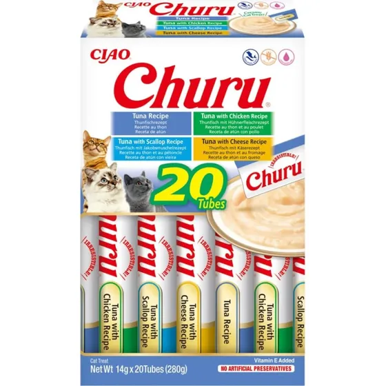 Churu Snacks para Gatos Variedades de Atún - Pack 20 Unidades