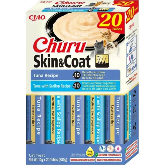 INABA Churu Skin & Coat Variedades Atún y Vieira 20 Uds