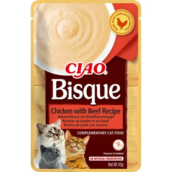 INABA Ciao Bisque Pollo y Carne - Comida Húmeda para Gatos (40g)
