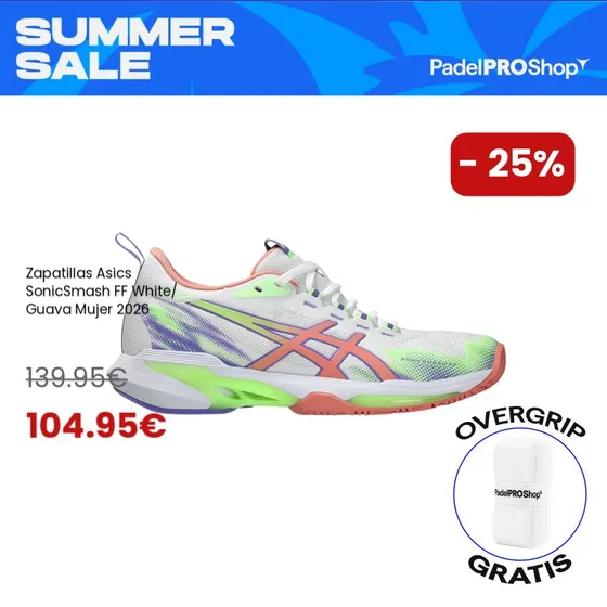 Asics SonicSmash FF White/Guava Mujer 2026