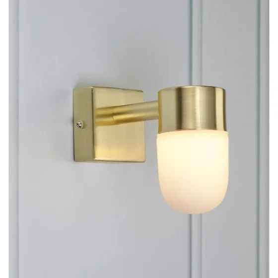 Markslöjd Lámpara de espejo Menton IP44 Brass/Ópalo