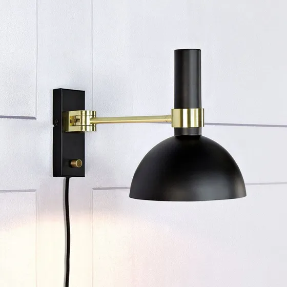 Markslöjd Aplique de Pared Larry Negro y Latón con Dimmer