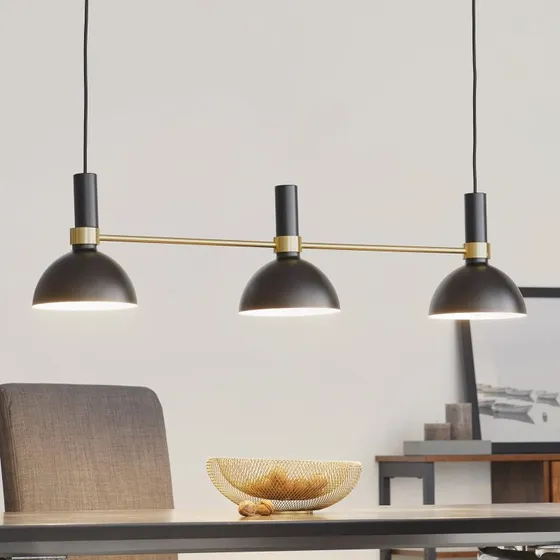 Markslöjd Lámpara Colgante Larry 3 Luces - Negro y Latón Cepillado