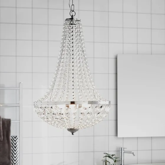 Markslöjd Lámpara de araña Gränsö para baño, Ø 40 cm, Cromo