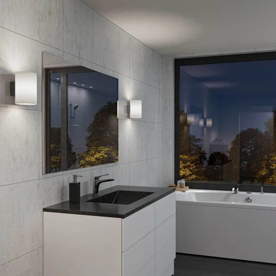 Herstal Aplique de Pared Evoke IP44 Large Antracita y Ópalo