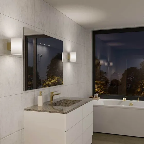 Herstal Aplique de Pared Evoke Large Satin Brass y Ópalo