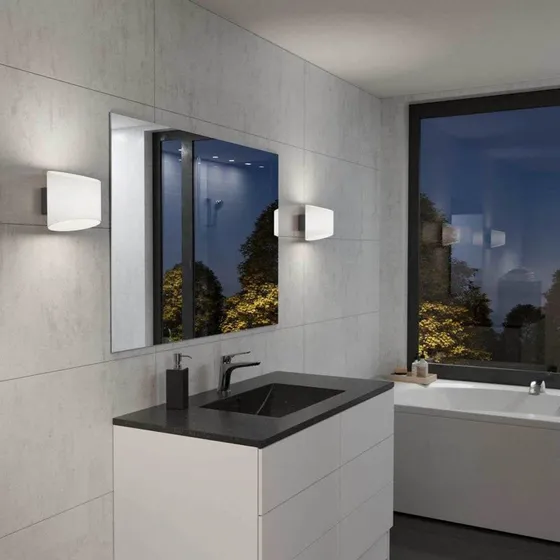 Herstal Aplique de Pared Evoke Oval Antracita y Ópalo IP44