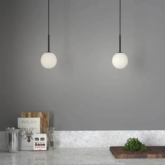 Herstal Lámpara Colgante Ballon Negro Mate con Cristal Opalino