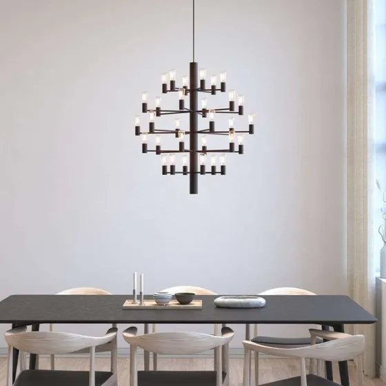 Herstal Manola 30 Chandelier Negro - Lámpara de Araña Industrial